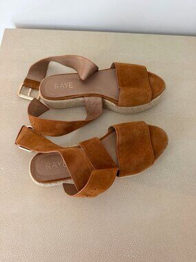 RAYE ESPADRILLE BROWN SUEDE WRAP SANDALS IN SIZE 38